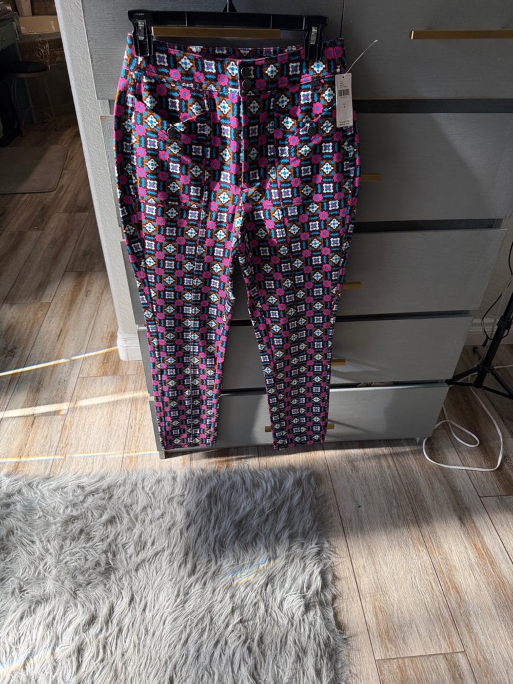 Anthropologie Women's Multicolor Geo Print Leggings - Pink & Blue